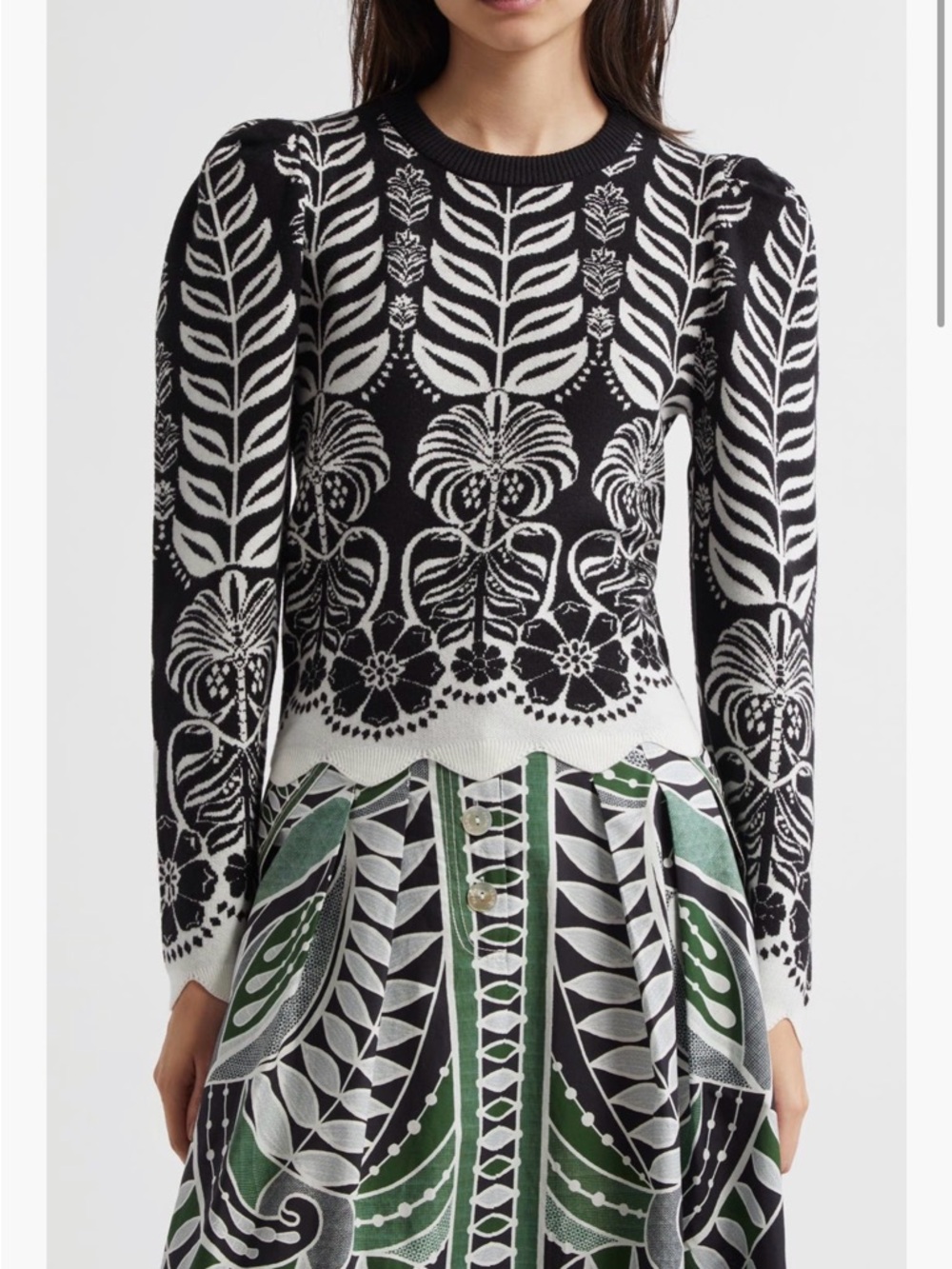 FARM Rio Black and White Annika Tropical Sweater
